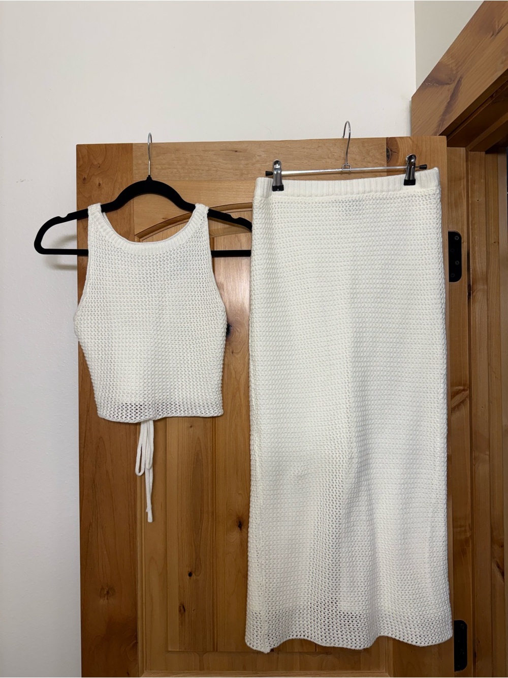 White Crochet Two-Piece Skirt Set